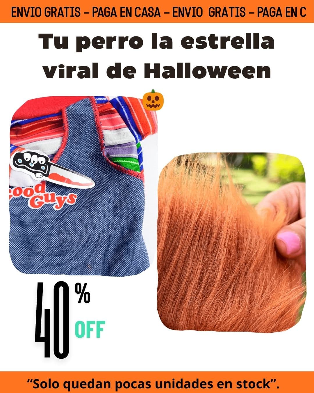 Disfraz Mascotas Chucky Hallowen